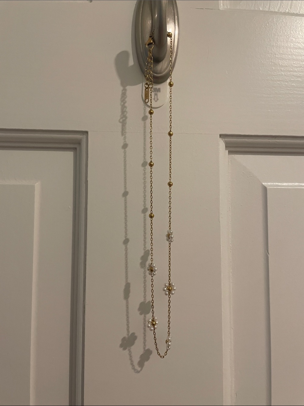 Never Worn Gold Chain Necklace with Pearl Flower Accents